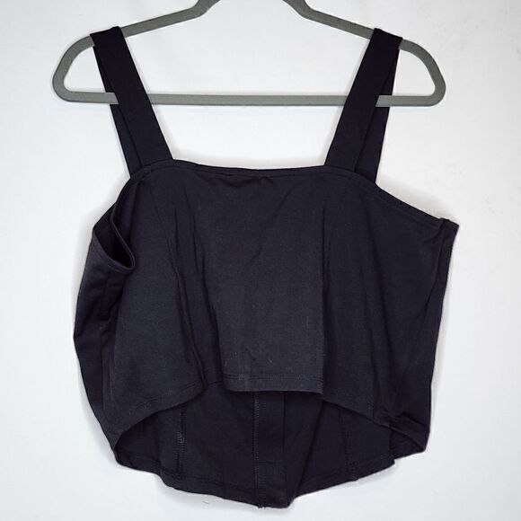 20W Black Lane Bryant Zip Crop Tank Square Neck Stretch Fitted Princess Seams NW - Picture 6 of 7